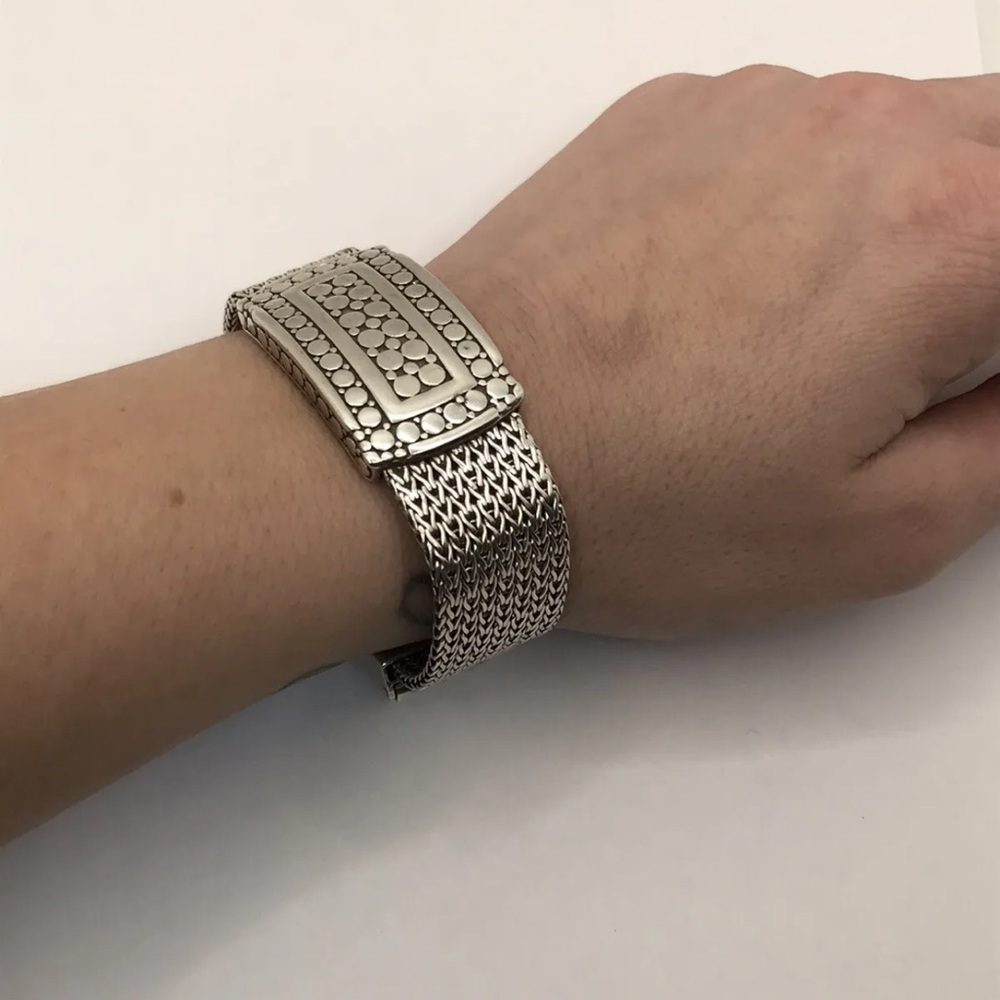 John Hardy 925 Sterling Silver Large Wide Dot Buckle Bracelet